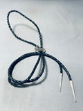 Fascinating Native American Zuni Inlay Blue Gem Turquoise Black Onyx Sterling Silver Bolo-Nativo Arts
