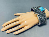 Heavy 149 Gram Vintage Native American Navajo Spider Turquoise Sterling Silver Bracelet-Nativo Arts