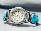 Fabulous Vintage Native American Navajo Sleeping Beauty Turquoise Sterling Silver Watch Bracelet-Nativo Arts