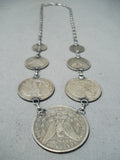 Fascinating Navajo Native American Sterling Silver Coins Necklace-Nativo Arts