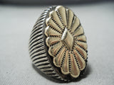 Huge Men's Heavy Vintage Native American Navajo 14k Gold Sterling Silver Ring-Nativo Arts