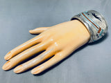 Sacred Mountain Vintage Native American Navajo Turquoise Sterling Silver Inlay Bracelet-Nativo Arts