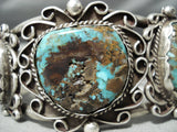 Museum Vintage Native American Navajo Old Morenci Turquoise Sterling Silver Bracelet Old-Nativo Arts