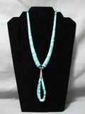 Superior Vintage Santo Domingo Native American Navajo Turquoise Heishi Sterling Silver Necklace-Nativo Arts