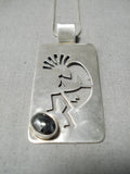 Rare!! Navajo Hematite Sterling Silver Kokopelli Necklace Native American-Nativo Arts
