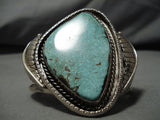 Extremely Rare Blue Jay Turquoise Vintage Native American Navajo Sterling Silver Bracelet Old-Nativo Arts