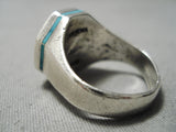 Important Vintage Native American Zuni Don Dewa Turquoise Sterling Silver Ring Old-Nativo Arts