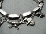 Native American Rare Vintage Carlos Eagle Turquoise Sterling Silver Charm Bracelet-Nativo Arts