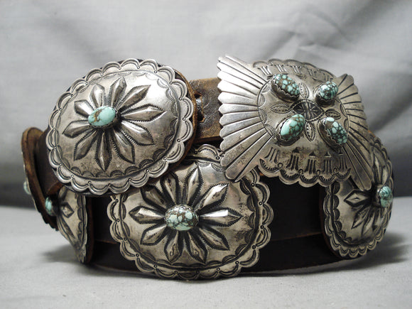 Ceinture Concho Navajo Vintage Argent Sterling – Amérindienne Signée AJB