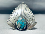 Exceptional Vintage Native American Navajo Kingman Turquoise Sterling Silver Ring-Nativo Arts