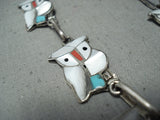 Fabulous Native American Zuni Mother-of-pearl Sterling Silver Necklace And Earring Set-Nativo Arts