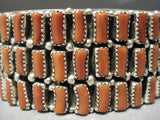 Important Navajo Sterling Silver Native American Coral Bracelet Cuff-Nativo Arts