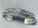 Dazzling Native American Navajo Signed 14k Gold Sterling Silver Rug Designs Bracelet-Nativo Arts