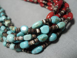 Important Famous Navajo Turquoise Coral Native American Necklace-Nativo Arts