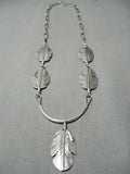 Amazing Detailed Navajo Feather Sterling Silver Native American Necklace-Nativo Arts