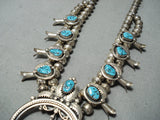 Beautiful Vintage Native American Navajo Turquoise Sterling Silver Squash Blossom Necklace-Nativo Arts