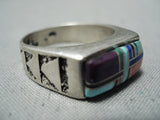 Extreme Detail Vintage Zuni Native American Turquoise Sterling Silver Ring-Nativo Arts