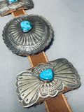 400 Grams Dan Martinez Vintage Native American Navajo Turquoise Sterling Silver Concho Belt Old-Nativo Arts