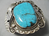 Huge Vintage Native American Navajo Blue Diamond Turquoise Sterling Silver Bracelet Old-Nativo Arts