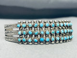 Very Old Vintage Native American Zuni Turquoise Eye Sterling Silver Bracelet-Nativo Arts