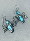 Sonunique Vintage Native American Navajo Spider Turquoise Sterling Silver Earrings-Nativo Arts