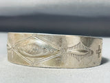 Early Vintage Native American Navajo Hand Tooled Sterling Silver Bracelet Cuff Old-Nativo Arts