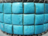 Heavy Cubed Turquoise Vintage Native American Navajo Sterling Silver Bracelet-Nativo Arts