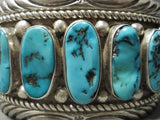 Magnificent Vintage Native American Navajo Turquoise Sterling Silver Cuff Bracelet Old-Nativo Arts