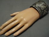 Exceptional Vintage Native American Navajo Eagle Flanks Vince Platero Sterling Silver Bracelet-Nativo Arts