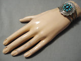 Stunning Vintage Native American Navajo Satellite Turquoise Sterling Silver Concho Bracelet-Nativo Arts
