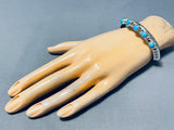 Extraordinary Native American Navajo Signed 5 Sleeping Beauty Turquoise Sterling Silver Bracelet-Nativo Arts