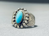 Eye-catching Vintage Native American Navajo Old Kingman Turquoise Sterling Silver Ring-Nativo Arts