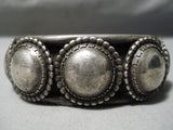 Early Hand Tooled Heavy Vintage Native American Navajo Sterling Silver Button Bracelet Old-Nativo Arts