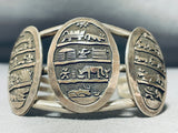 One Of The Most Unique Vintage Native American Navajo Hand Carved Sterling Silver Bracelet-Nativo Arts