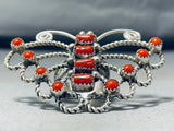 The Best Native American Navajo Hand Spun Sterling Silver Coral Butterfly Ring-Nativo Arts