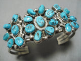 Stunning Vintage Native American Navajo Turquoise Cluster Sterling Silver Bracelet Cuff-Nativo Arts