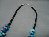 Very Rare!! Vintage Native American Navajo Persin Turquoise Sterling Silver Necklace Old-Nativo Arts