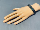 Signed Vintage Native American Navajo Snake Eyes Turquoise Sterling Silver Bracelet Old-Nativo Arts