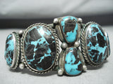Very Rare Vintage Native American Navajo Godber Turquoise Sterling Silver Bracelet-Nativo Arts