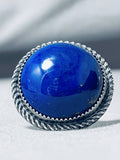 Beautiful Vintage Native American Navajo Lapis Dome Sterling Silver Huge Ring-Nativo Arts