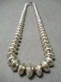 Hand Wrought Vintage Native American Navajo Sterling Silver Graduating Bead Necklace-Nativo Arts