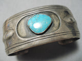 Incredible Vintage Native American Navajo Carico Lake Turquoise Sterling Silver Bracelet Old-Nativo Arts
