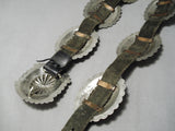 Huge Vintage Native American Navajo Hand Tooled Sterling Silver Turquoise Concho Belt-Nativo Arts