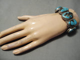 Museum Vintage Native American Navajo Bisbee Turquoise Sterling Silver Bracelet Old-Nativo Arts