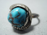 Tremendous Vintage Native American Navajo Red Mountain Turquoise Sterling Silver Ring Old-Nativo Arts