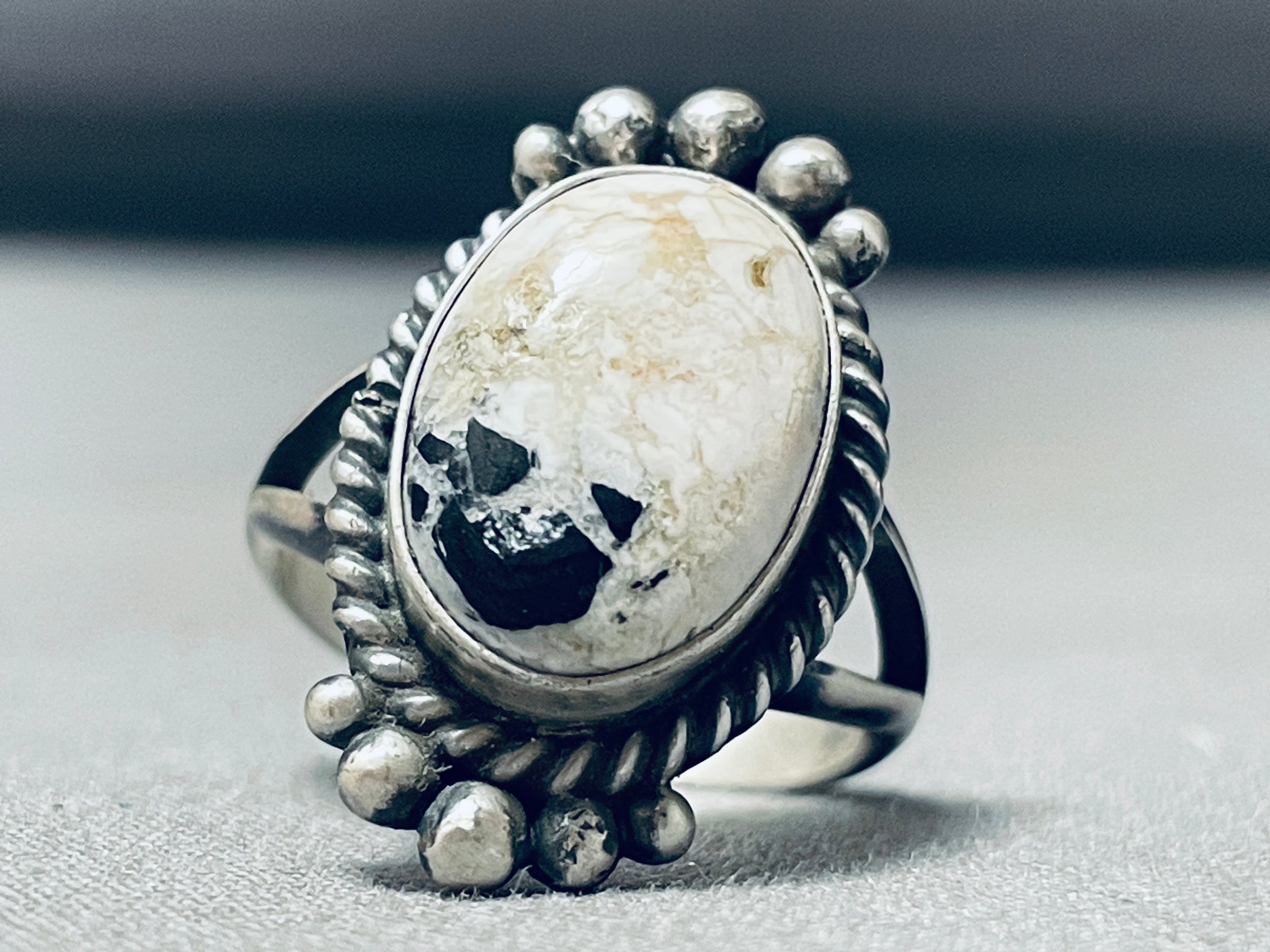 Rare Vintage Native American Navajo White Buffalo Turquoise