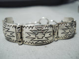 Extraordinary Vintage Native American Navajo Sterling Silver Hinged Bracelet-Nativo Arts