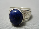 Important Native American Zuni Vintage Mike Simplicio Lapis Sterling Silver Ring-Nativo Arts