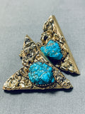Solid 14k Gold Vintage Native American Navajo Turquoise Collar Protectors-Nativo Arts