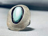 Tremendous Vintage Native American Navajo Pilot Mountain Turquoise Sterling Silver Ring-Nativo Arts